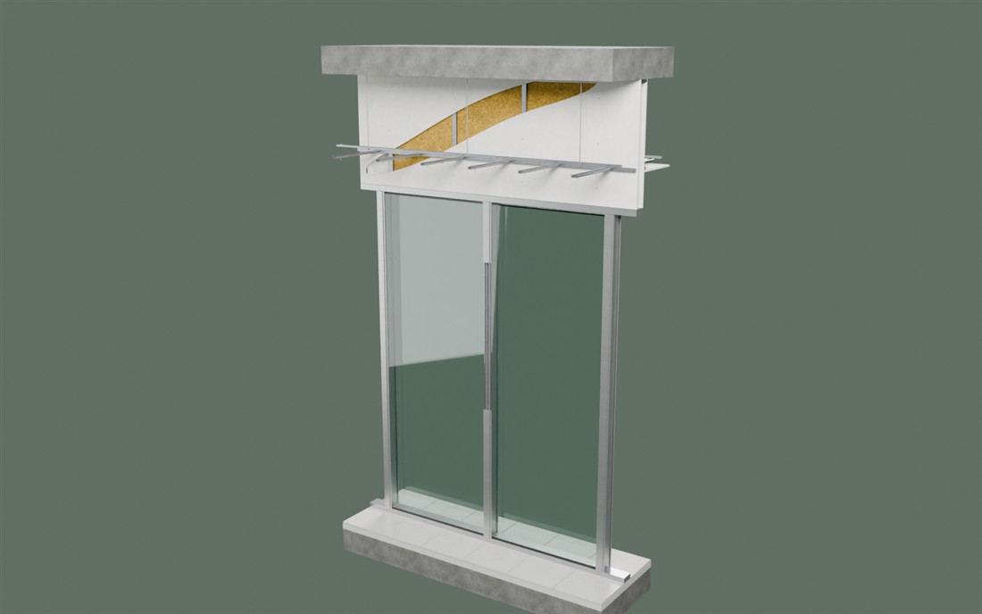 Aluminium glass partition with gypsum bulkhead