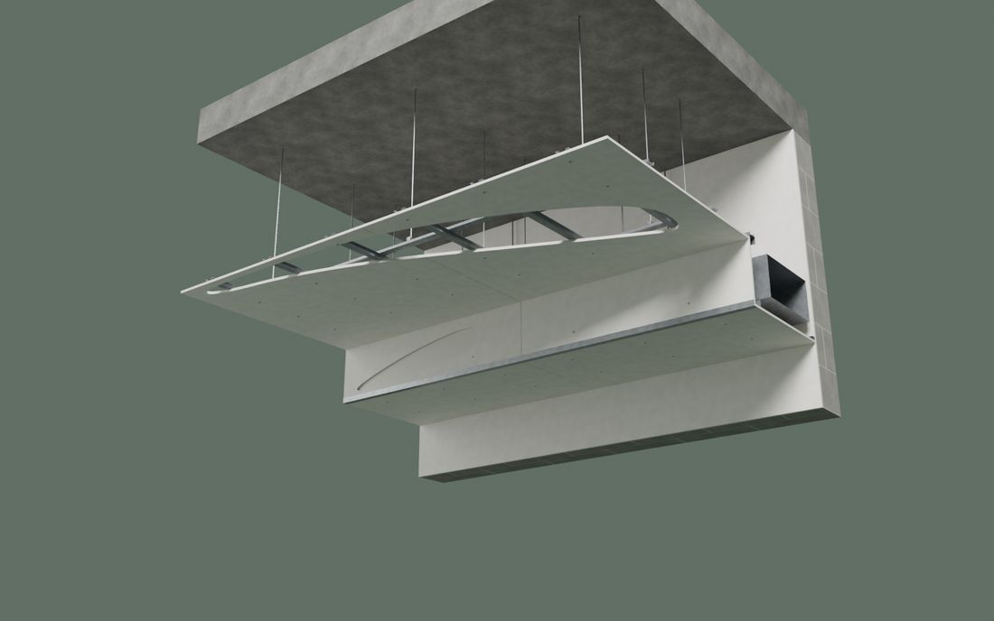 Suspended ceiling with bulkhead